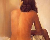 萨尔瓦多 达利 : 正在观看一面隐形镜子的加拉的背影